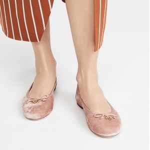Sale - NWT Tory Burch Charm Ballet Velvet Grosgrain Shoes, Blush 10, $268